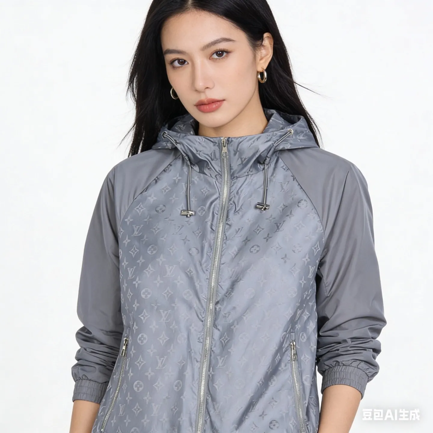 Louis Vuitton/Louis Vuitton old flower all-over printed sleeves patchwork hooded thin coat